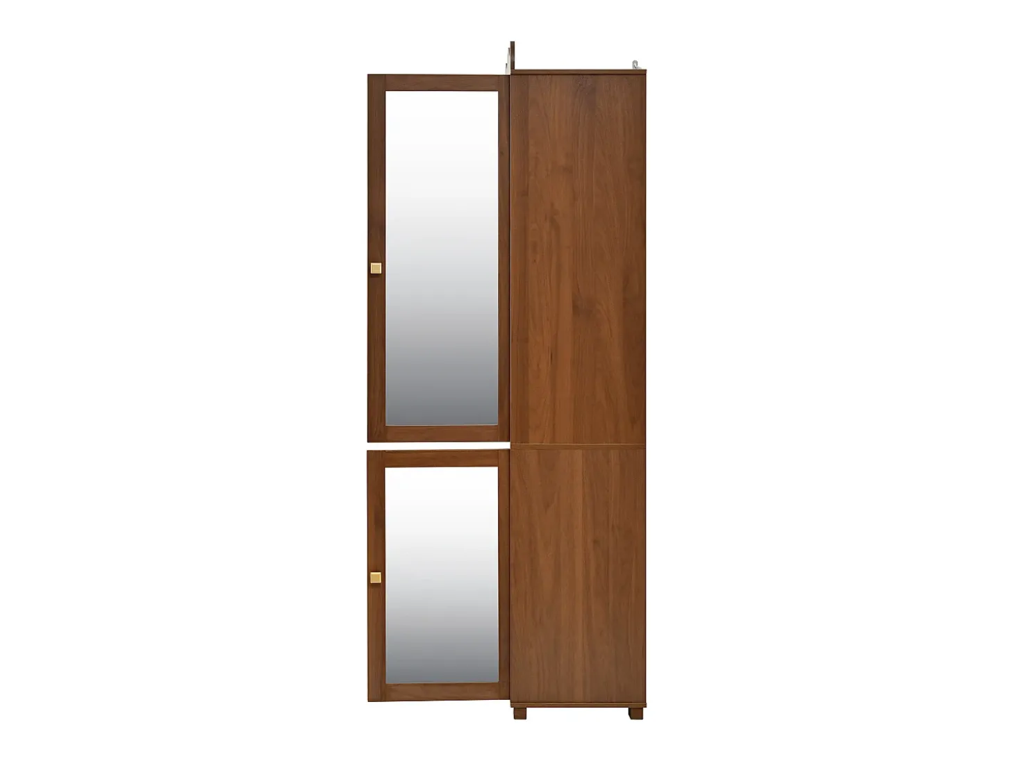 Conjunto de vestiário de entrada - 115,5x38,5x194,5 cm - con espelho e varal aberto - 1 gaveta e 2 portas - MDF - Cor nogueira