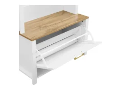 Conjunto de vestiário de entrada 75x35x195 cm - com móvel para sapatos e ganchos - com prateleiras - Branco