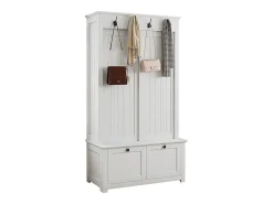 Conjunto de vestiário de entrada 100x50x180 cm - Móvel para sapatos - com ganchos - MDF - Branco