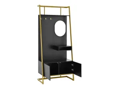 Conjunto de vestiário de entrada 78x38,5x180,5 cm - com espelho e ganchos - Móvel para sapatos - com prateleiras - Preto