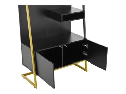 Conjunto de vestiário de entrada 78x38,5x180,5 cm - com espelho e ganchos - Móvel para sapatos - com prateleiras - Preto
