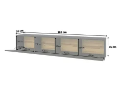 Conjunto design de 4 móveis para sala de estar, coleção EVA. Cor preta e carvalho.