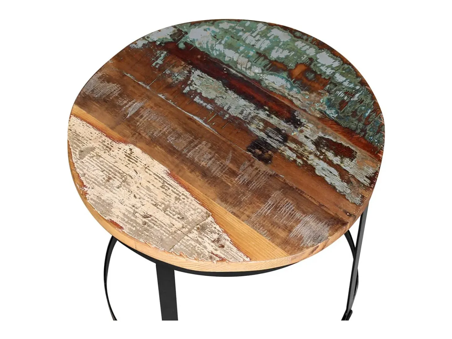 Conjunto mesa centro redonda madeira reciclada 2 pcs 40cm/50cm