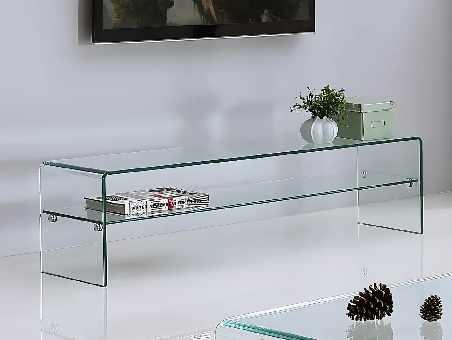 Conjunto mesa de centro + móvel de TV - Vidro temperado - Sala de estar design STILEOS