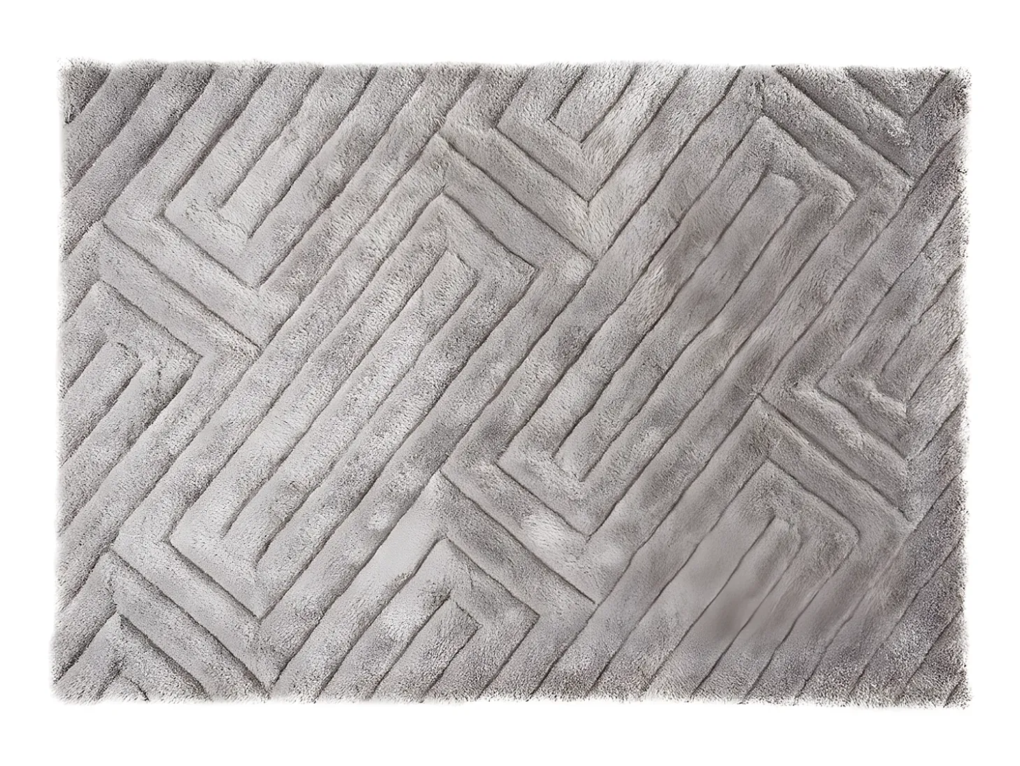 Conjunto mesa de centro tampo giratório transparente JOLINE e tapete felpudo cinzento MAZE