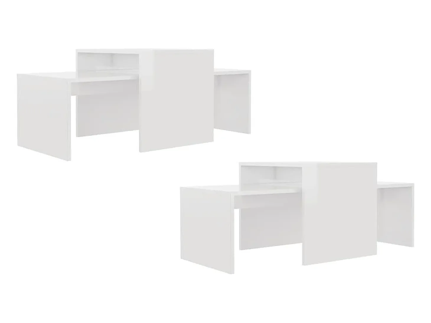 Conjunto mesas centro 100x48x40cm contrapla. branco brilhante