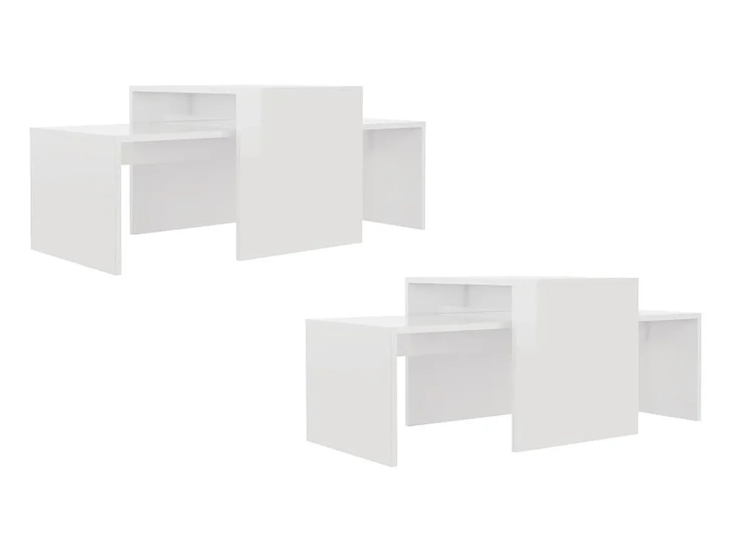 Conjunto mesas centro 100x48x40cm contrapla. branco brilhante PT813506