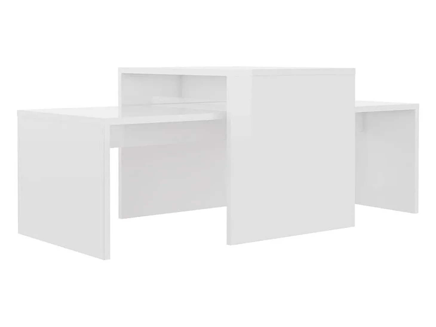 Conjunto mesas centro 100x48x40cm contrapla. branco brilhante PT813506