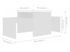 Conjunto mesas de centro 100x48x40 cm derivados madeira branco