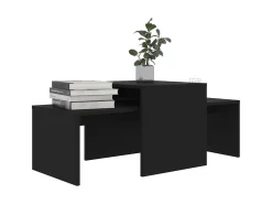 Conjunto mesas de centro 100x48x40 cm derivados madeira preto PT725222