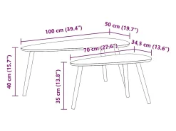 Conjunto mesas de centro 2 pcs pinho maciço castanho