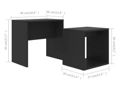 Conjunto mesas de centro derivados de madeira preto