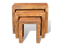 Conjunto mesas de encastrar 3 pcs madeira de mangueira maciça PT392427