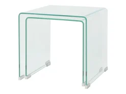 Conjunto mesas de encastrar 2 pcs vidro temperado transparente PT387511