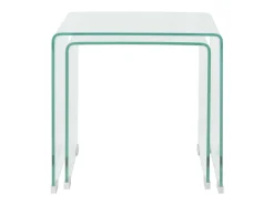 Conjunto mesas de encastrar 2 pcs vidro temperado transparente PT387511