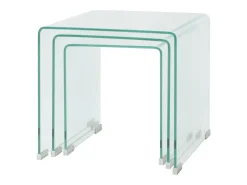 Conjunto mesas de encastrar 3 pcs vidro temperado transparente