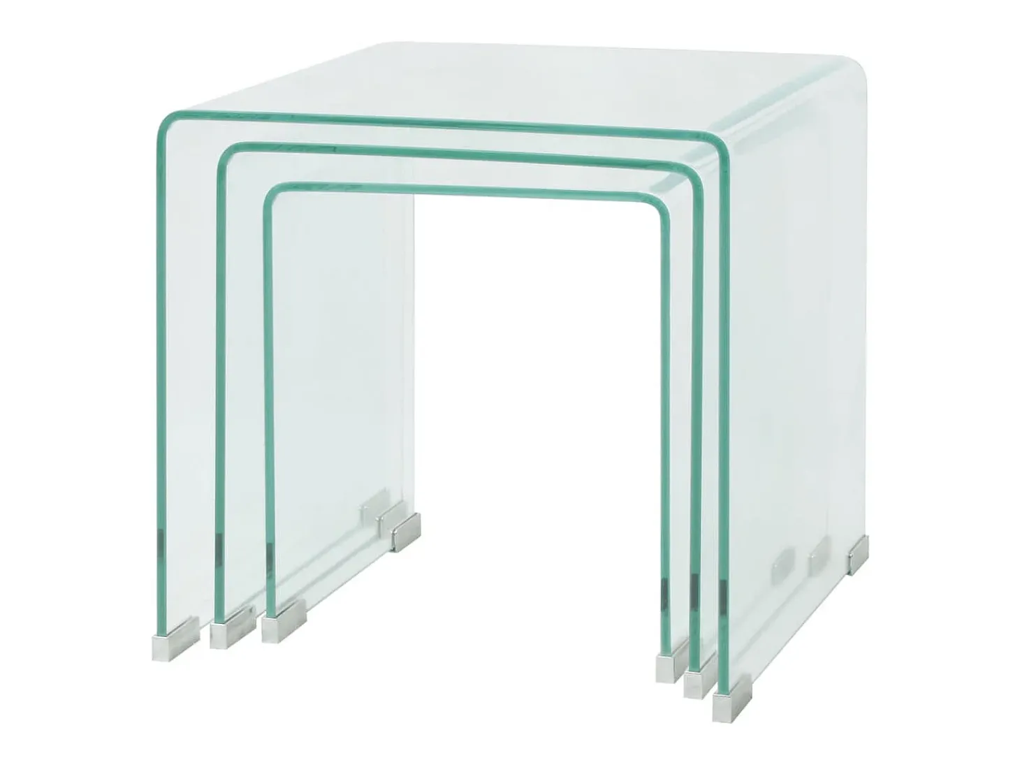 Conjunto mesas de encastrar 3 pcs vidro temperado transparente