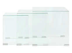 Conjunto mesas de encastrar 3 pcs vidro temperado transparente