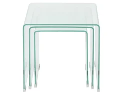 Conjunto mesas de encastrar 3 pcs vidro temperado transparente PT849090