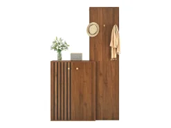 Conjunto moderno de guarda-roupa/vestiário - 115 x 38,5 x 191,5 cm - com sapateira + ganchos e cabideiro - MDF - marrom