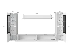 Conjunto moderno de móveis de sala 4 peças – móvel de TV 180 cm, 2 vitrinas e prateleira – estante de parede carvalho Artisan mate, de pé ou suspensa