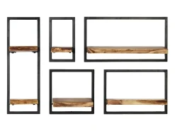 Conjunto prateleiras de parede 5 pcs madeira acácia maciça/aço PT516506