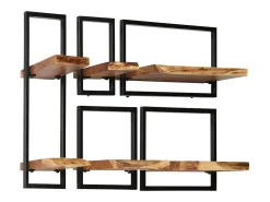 Conjunto prateleiras de parede 5 pcs madeira acácia maciça/aço PT516506
