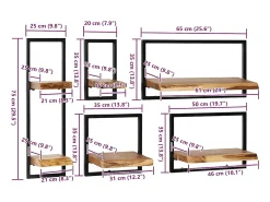 Conjunto prateleiras de parede 5 pcs madeira acácia maciça/aço