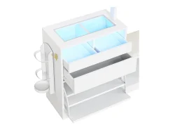 Conjunto vestiário de entrada 163×35×161 cm - com cabideiro e espelho - banco e móvel para sapatos - com iluminação LED - Branco