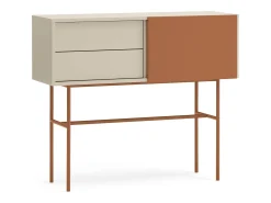 Consola 2 gavetas e porta de correr lacada areia 110x90 cm