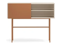 Consola 2 gavetas e porta de correr lacada areia 110x90 cm