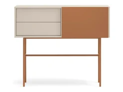 Consola 2 gavetas e porta de correr lacada areia 110x90 cm
