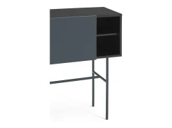 Consola 2 gavetas e porta de correr lacada a preto e cinza 110x90 cm