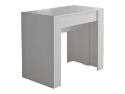 Consola 0, Mesa de jantar extensível até 10 lugares, Consola moderna com extensões, 90x52h78 cm, Branca