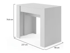 Consola 0, Mesa de jantar extensível até 10 lugares, Consola moderna com extensões, 90x52h78 cm, Branca