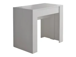 Consola 0, Mesa de jantar extensível até 10 lugares, Consola moderna com extensões, 90x52h78 cm, Branca