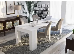 Consola 0, Mesa de jantar extensível até 10 lugares, Consola moderna com extensões, 90x52h78 cm, Branca