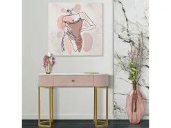 Consola Abstraktes, Mesa multiusos, Armário de apoio, Mesa de corredor, 100x40 h75 cm, Rosa e Branco