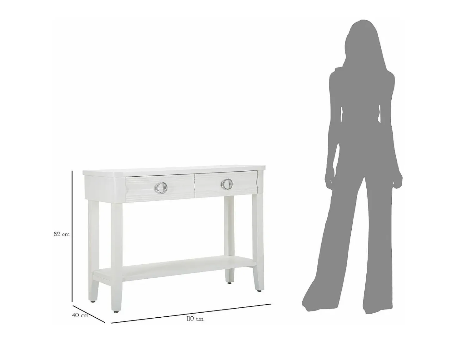 Consola Bakar, Mesa multiusos, Armário de apoio, Mesa de corredor, 110x40 h82 cm, Branco