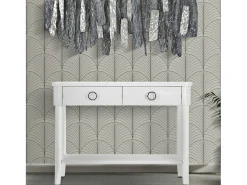 Consola Bakar, Mesa multiusos, Armário de apoio, Mesa de corredor, 110x40 h82 cm, Branco