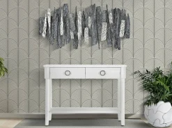 Consola Bakar, Mesa multiusos, Armário de apoio, Mesa de corredor, 110x40 h82 cm, Branco