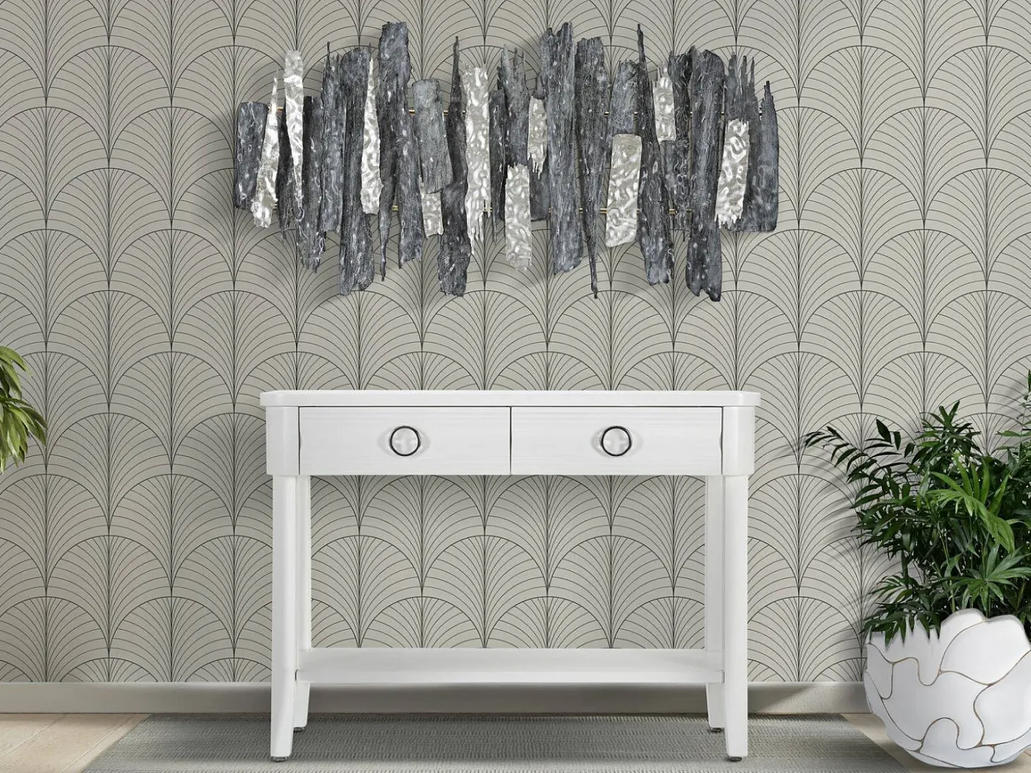Consola Bakar, Mesa multiusos, Armário de apoio, Mesa de corredor, 110x40 h82 cm, Branco