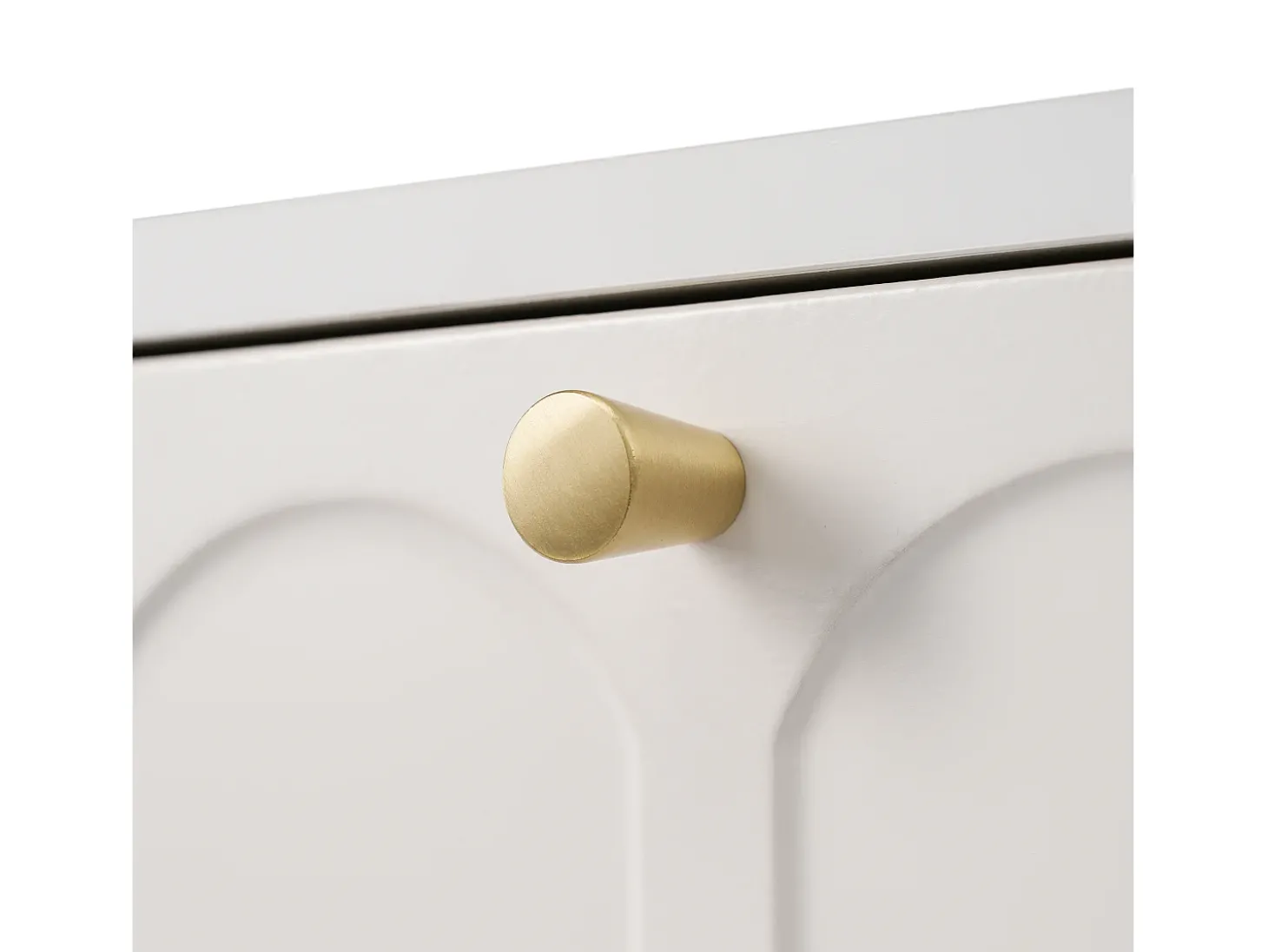 Consola com 2 gavetas - Branco leitoso e dourado - Madeira e metal