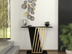 Consola cor efeito mármore preto e dourado - ORSONA