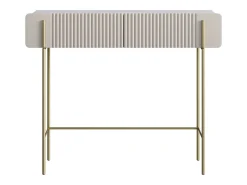 Consola de 2 gavetas com pés de metal em caxemira 100x85 cm