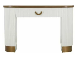 Consola de quadro, mesa multiusos, armário lateral, mesa de corredor, 121x40 h78 cm, branco e castanho