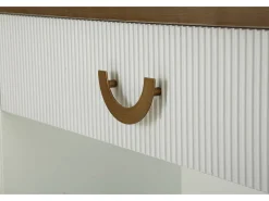 Consola de quadro, mesa multiusos, armário lateral, mesa de corredor, 121x40 h78 cm, branco e castanho