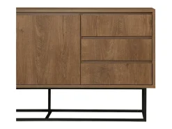 Consola Dicesar, Mesa multiuso, Armário de apoio, Secretária de corredor, 140x36h72 cm, Noz e Preto