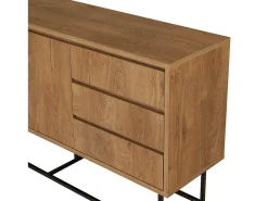 Consola Dicesar, Mesa multiuso, Armário de apoio, Secretária de corredor, 140x36h72 cm, Noz e Preto