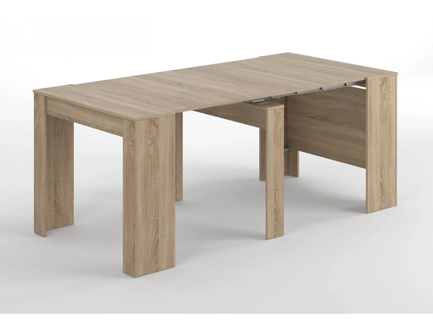 Consola Diluna, Mesa de jantar extensível, Mesa com extensões multiusos extensíveis até 10 lugares, 51/237x90h78 cm, Carvalho